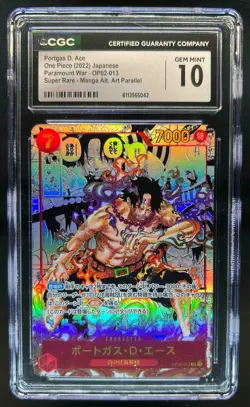 2022 One Piece Paramount War Portgas.D.Ace Manga Alt Art #OP02-013 CGC 10 - Image 1