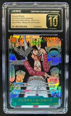 2025 One Piece Dracule Mihawk Manga Alternate Art #OP14-119 CGC 10 PRISTINE GOLD - Image 1