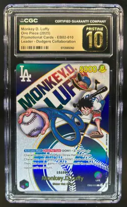 2025 One Piece Anime 25th Monkey D. Luffy Alternate Art EB02-010 CGC 10 PRISTINE - Image 1
