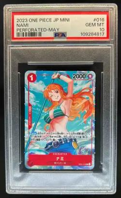 2023 One Piece Japanese Mini Nami Perforated May #OP01-016 PSA 10 - Image 1
