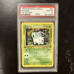 1999 POKEMON JUNGLE 1ST EDITION #57 NIDORAN F PSA 10 REGULAR COMMON CARD STOCK - Image 1