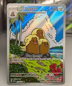 Alolan Dugtrio Holo Illustration Rare Card 208/191 SV08 Surging Sparks Pokemon - Image 1