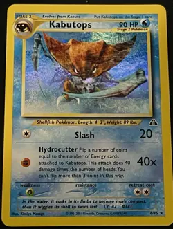 Pokemon Kabutops Neo Discovery Holo Card 6/75 Unlimited Rare LP Swirl - Image 1
