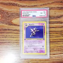 Haunter 21/62 FOSSIL Non Holo Rare Graded Pokemon Card - PSA 8 - 1st Edition - Image 1