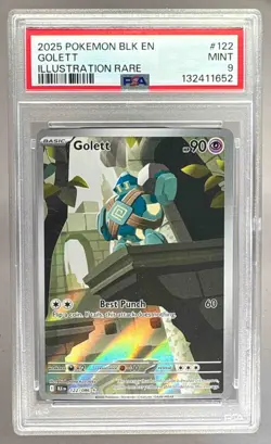 132411652 Golett 2025 Pokemon Black Bolt #122/086 Illustration Rare PSA 9 - Image 1