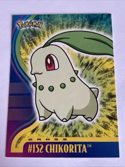 MINT Chikorita #152 Pokemon Topps Johto Series 1 Card 2001 Rare Cute Starter - Image 1