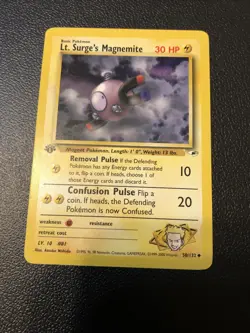Lt. Surge's Magnemite 050/132 Gym Heroes 1st First Edition Pokemon Card Mint - Image 1