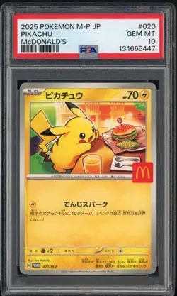 #23 2025 Pokemon M-P Japanese McDonald's #20 Pikachu PSA 10 GEM MINT - Image 1