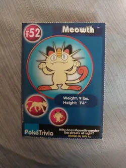 Vintage POKEMON Pokemon Burger King 52 Meowth TRADING CARD Nintendo Promo Tcg TV - Image 1