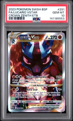 2023 POKEMON SWSH BLACK STAR PROMO #291 FULL ART/LUCARIO VSTAR PSA 10 - Image 1