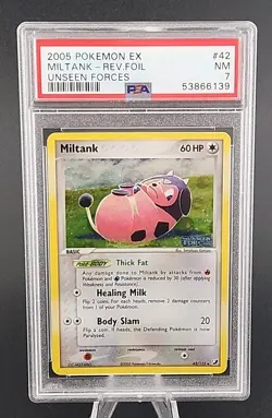 PSA 7 NM 2005 POKEMON EX UNSEEN FORCES #42 Miltank REVERSE HOLO FOIL - Image 1