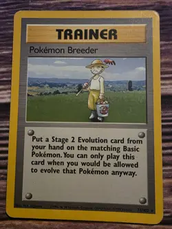 Pokemon Breeder Base Set Trainer Card 76/102 Rare Pokemon TCG - Image 1