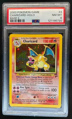 2000 Pokemon Set 2 Charizard Holo #4/130 PSA 8 - Image 1