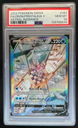 2022 Pokemon SWSH Astral Radiance Origin Forme Palkia V #167/189 PSA 10 - Image 1
