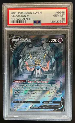 2023 Pokemon SWSH Crown Zenith Zacian V Galarian Gallery #GG48/GG70 PSA 10 - Image 1