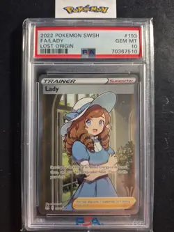 2022 Pokemon SwSh Lost Origin #193 Full Art Lady PSA GEM 10 - Image 1