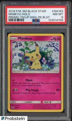 2019 POKEMON SM BLACK STAR PROMO #SM163 MIMIKYU-HOLO PROMO-TM.UP PSA 8 #3 - Image 1