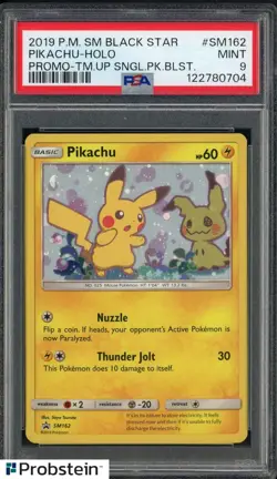 2019 POKEMON SM BLACK STAR PROMO #SM162 PIKACHU-HOLO PROMO-TM.UP PSA 9 #1 - Image 1