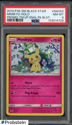 2019 POKEMON SM BLACK STAR PROMO #SM163 MIMIKYU-HOLO PROMO-TM.UP PSA 8 #4 - Image 1