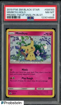 2019 POKEMON SM BLACK STAR PROMO #SM163 MIMIKYU-HOLO PROMO-TM.UP PSA 8 #5 - Image 1