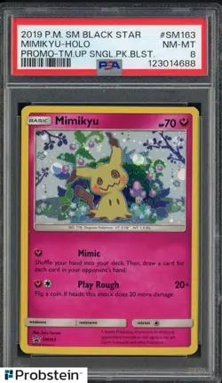 2019 POKEMON SM BLACK STAR PROMO #SM163 MIMIKYU-HOLO PROMO-TM.UP PSA 8 #1 - Image 1