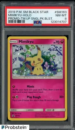 2019 POKEMON SM BLACK STAR PROMO #SM163 MIMIKYU-HOLO PROMO-TM.UP PSA 8 #2 - Image 1