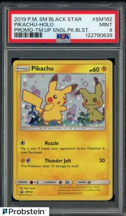 2019 POKEMON SM BLACK STAR PROMO #SM162 PIKACHU-HOLO PROMO-TM.UP PSA 9 #2 - Image 1