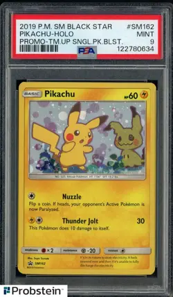 2019 POKEMON SM BLACK STAR PROMO #SM162 PIKACHU-HOLO PROMO-TM.UP PSA 9 #5 - Image 1
