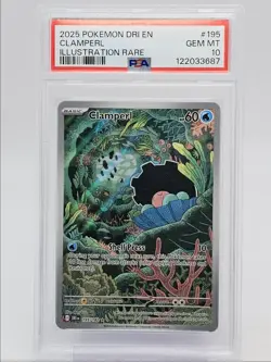 CLAMPERL 2025 POKEMON DESTINED RIVALS ILLUSTRATION RARE 195/182 PSA 10 Q0004 - Image 1