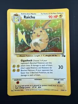 1999 Pokemon Fossil Raichu #14/62 Holo Rare NM-MT NP - Image 1