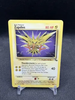 Zapdos 30/62 Fossil Non Holo Rare Vintage Pokemon TCG - MP - Image 1