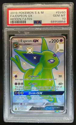 2019 Pokemon SM Hidden Fates Espeon GX Shiny Vault Rare #SV60/SV94 PSA 10 - Image 1