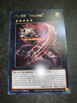 Yu-Gi-Oh! TCG - K9-00 'Hound' JUSH-EN036 1st Edition Regular Rare NM - Image 1