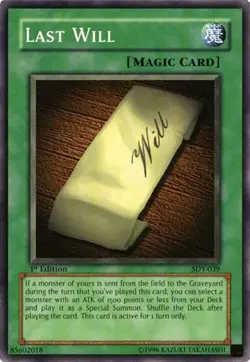 Last Will SDY-039 1st Edition Common Starter Deck: Yugi LP - Image 1