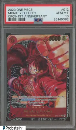 2023 One Piece #012 Monkey D. Luffy OP05-1st Anniversary PSA 10 GEM MINT - Image 1