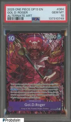 2025 One Piece OP13 EN Alternate Art #064 Gol D. Roger PSA 10 GEM MINT - Image 1