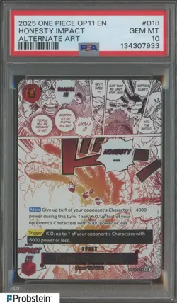 2025 One Piece OP11 EN #018 Honesty Impact Alternate Art PSA 10 GEM MINT - Image 1