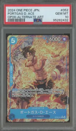 2024 One Piece JPN OP08-Alternate Art #052 Portgas D. Ace PSA 10 GEM MINT - Image 1