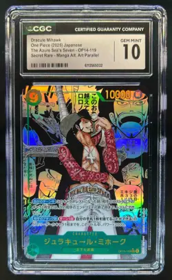 2025 One Piece Azure Sea's Seven Dracule Mihawk Manga Alt Art #OP14-119 CGC 10 - Image 1