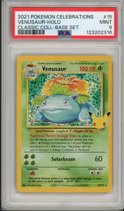 2021 Pokemon Celebrations Venusaur Holo Base Set Classic Collection #15 PSA 9 - Image 1