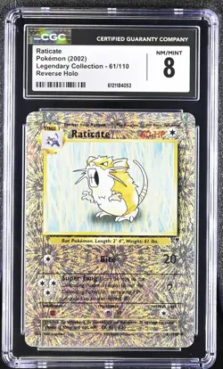 CGC 8 Raticate 2002 Legendary Collection 61/110 Reverse Holo Pokemon Card - Image 1