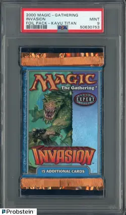 2000 Magic The Gathering Invasion - Foil Pack (Kavu Titan) PSA 9 MINT - Image 1