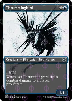 Thrummingbird (Showcase) (Step-and-Compleat Foil) Phyrexia: All Will Be One Foil - Image 1