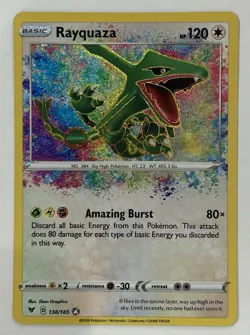 Pokemon TCG Rayquaza Vivid Voltage Holo Card 138/185 Amazing Rare - Image 1