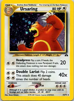 Ursaring 15/75 Holo Rare Neo Discovery Pokemon HP - Image 1