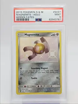 MAGNEMITE-HOLO 2019 POKEMON S&M HIDDEN FATES RARE SV27/SV94 PSA 9 Q0004 - Image 1