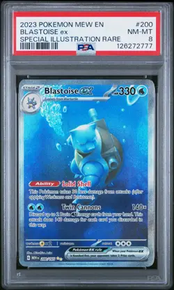 2023 POKEMON MEW EN-151 SPECIAL ILLUSTRATION RARE #200 BLASTOISE EX PSA 8 - Image 1