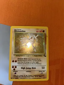 Pokemon TCG Hitmonlee Fossil Holo Card 7/62 Unlimited Rare LP-MP Condition - Image 2