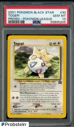 2001 Pokemon Black Star Promo Pokemon League #30 Togepi PSA 10 GEM MINT - Image 1