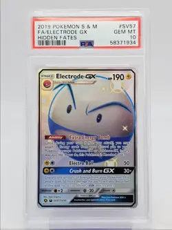 ELECTRODE GX 2019 POKEMON S&M HIDDEN FATES RARE SV57/SV94 PSA 10 Q0004 - Image 1